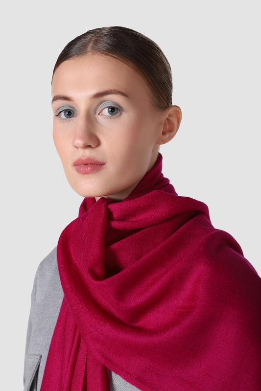 Classic Solid Cashmere Twill Scarf -  Bigonia Pink