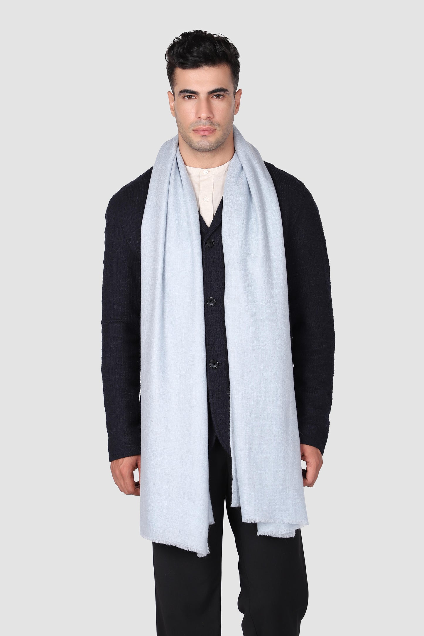 Classic Solid Cashmere Scarf - Blue