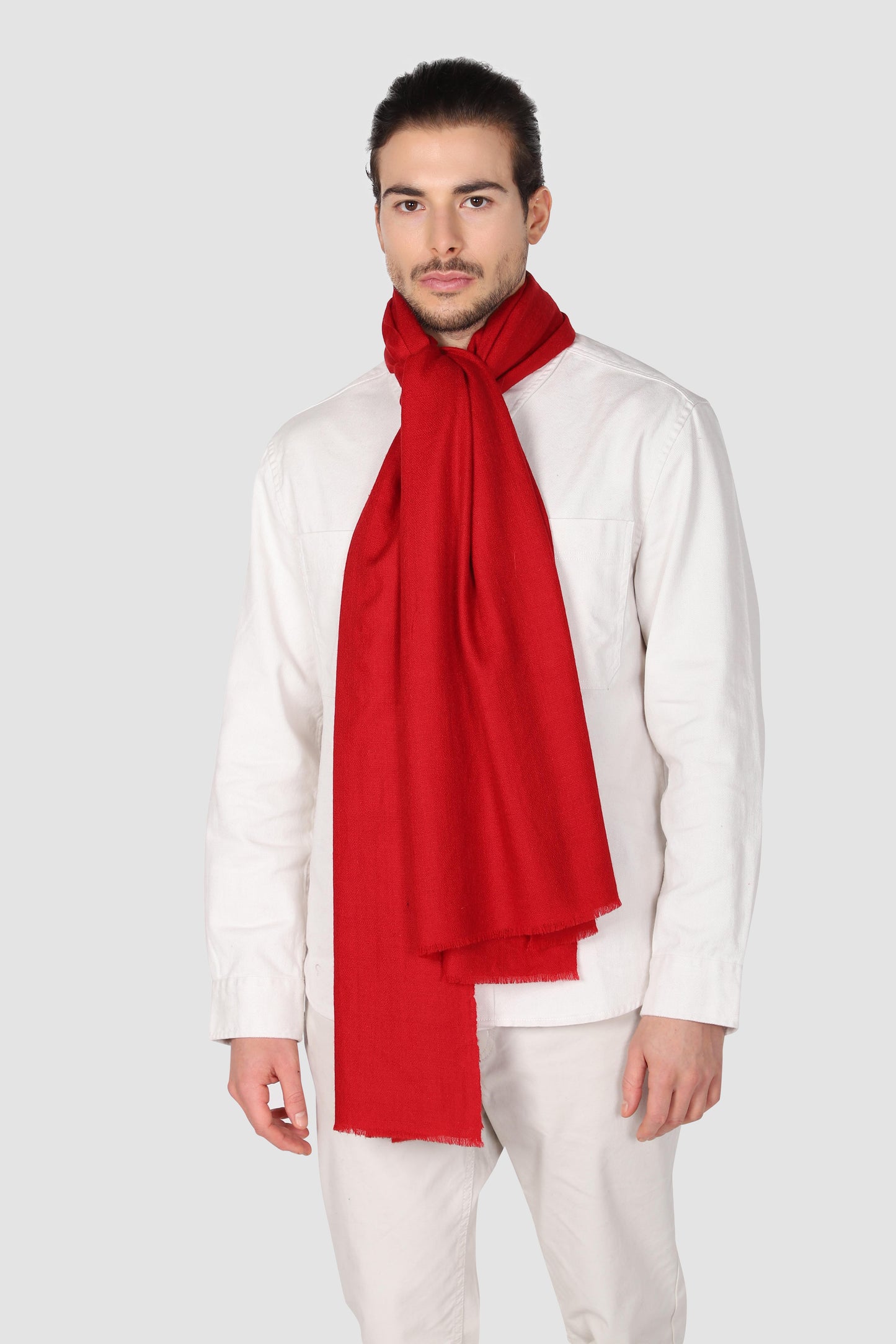 Classic Solid Cashmere Scarf - Red