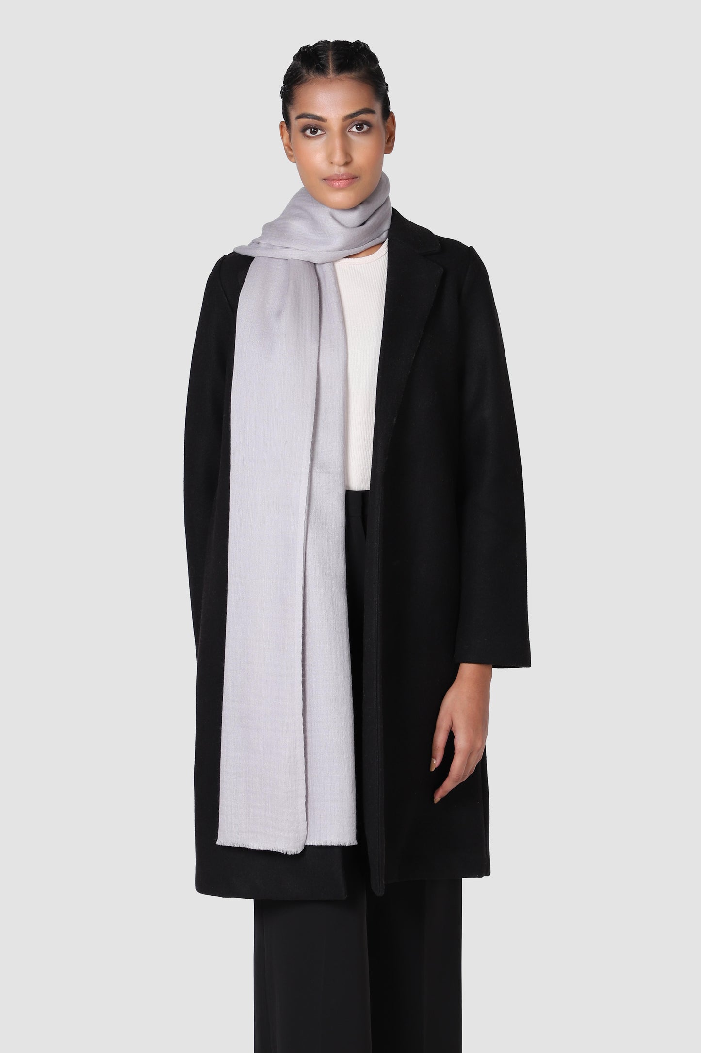 Classic Solid Cashmere Twill Scarf - Grey
