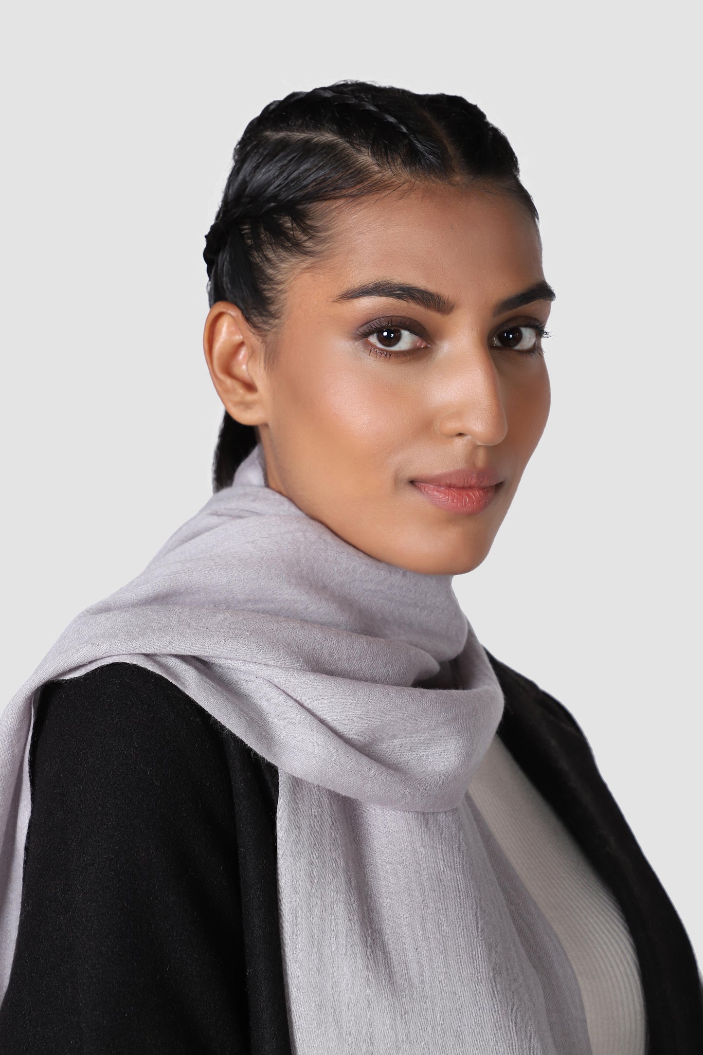 Classic Solid Cashmere Twill Scarf - Grey