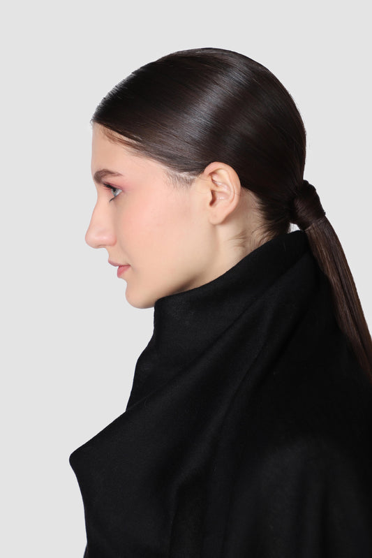 Classic Solid Cashmere Twill Scarf - Black