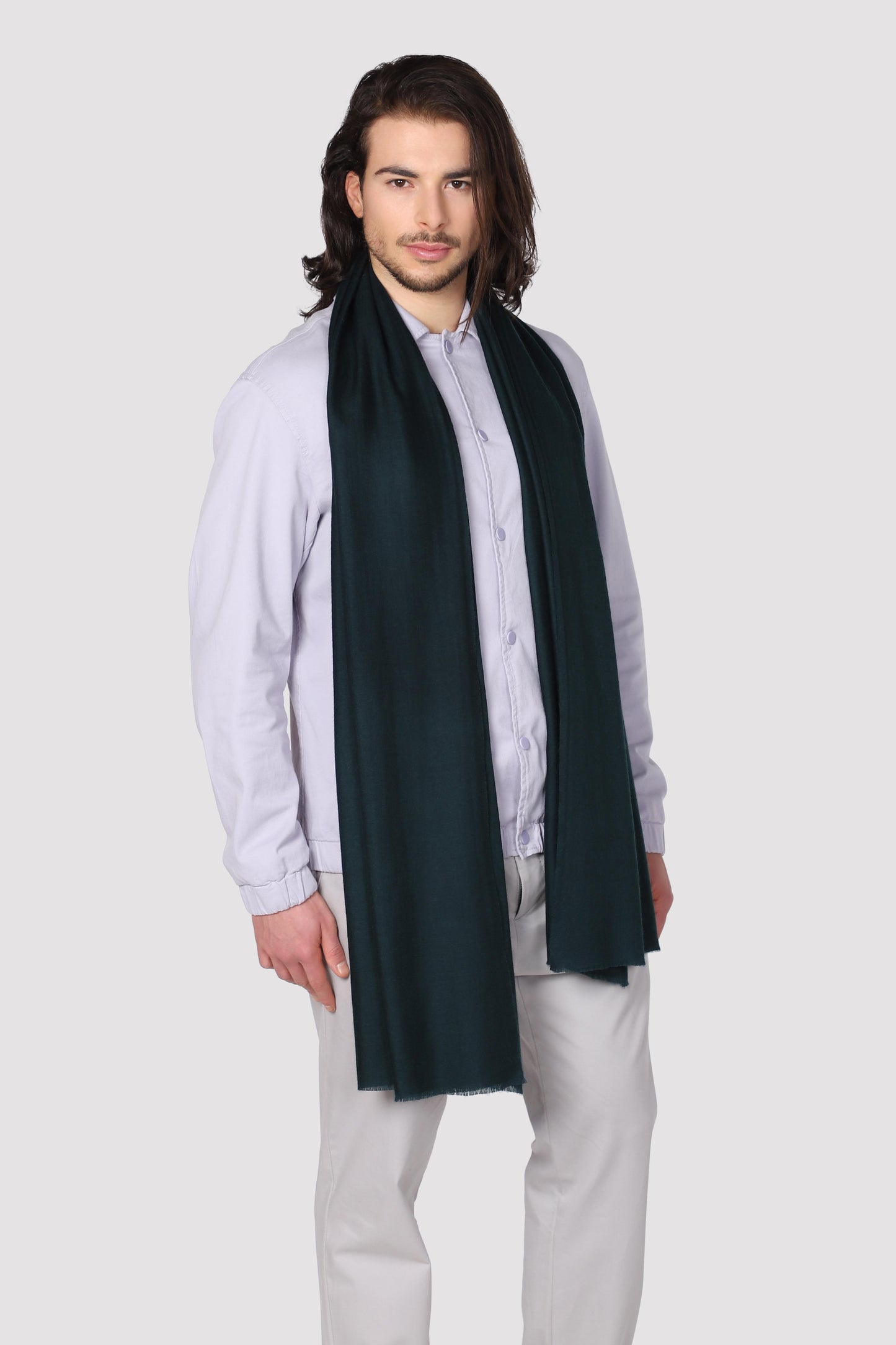 Classic Solid Cashmere Twill Scarf - Green