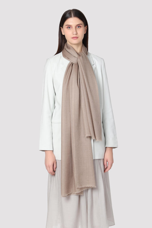 Classic Solid Cashmere Twill Scarf - Natural Beige Brown
