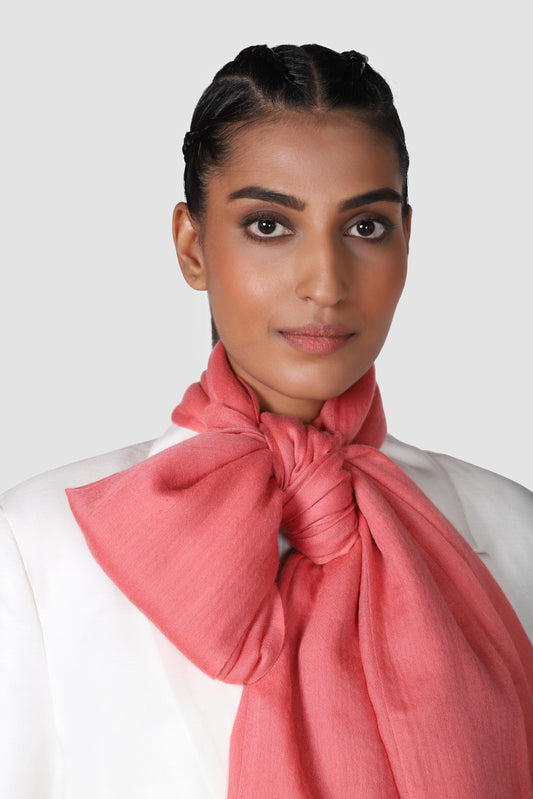 Classic Solid Cashmere Twill Scarf - Eclat Pink