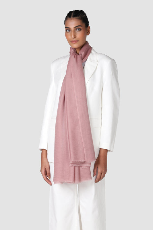 Classic Solid Cashmere Twill Scarf - Dark Rose Pink