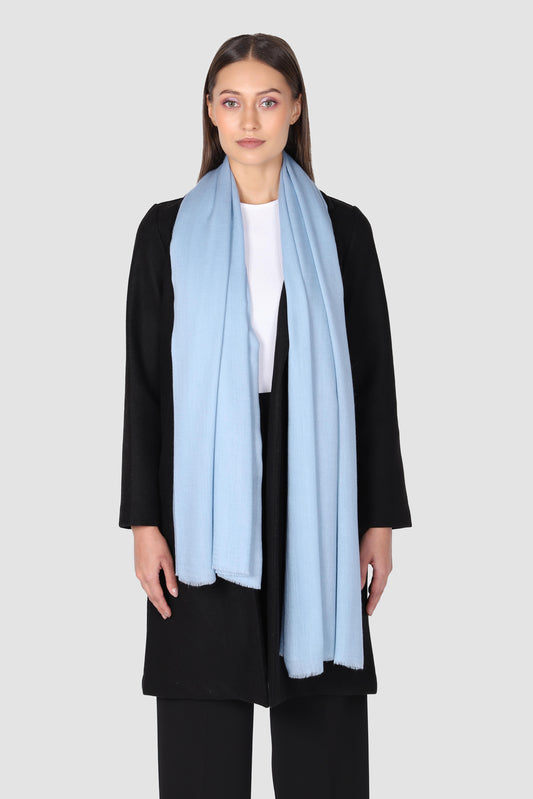 Classic Solid Cashmere Twill Scarf - Milky Blue