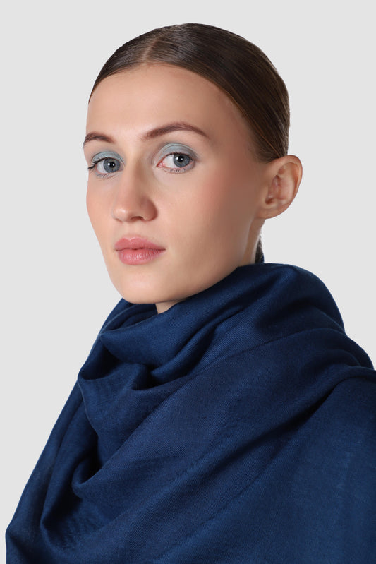Classic Solid Cashmere Twill Scarf - Hortensia Blue