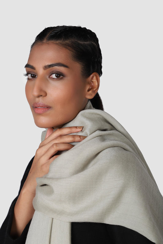 Classic Solid Cashmere Twill Scarf - Edelweiss Grey