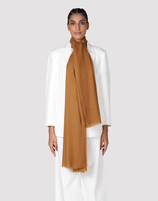 Classic Solid Cashmere Twill Scarf -  Gold
