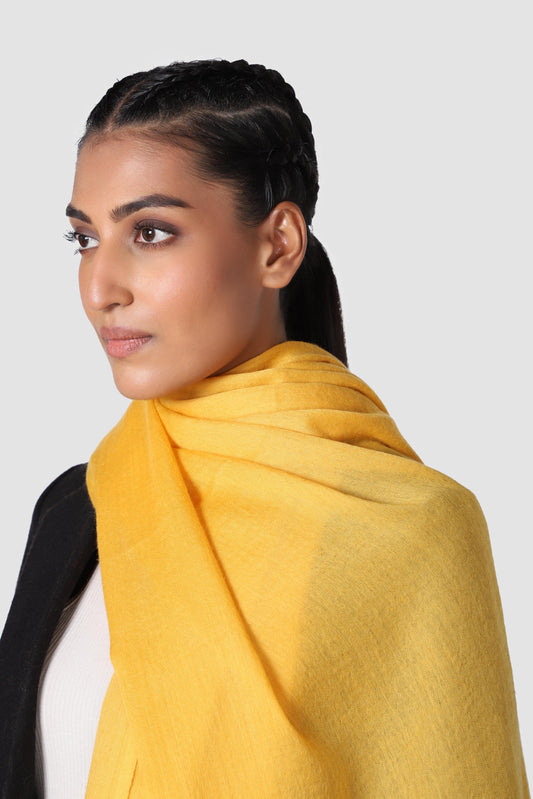 Classic Solid Cashmere Twill Scarf - Curry Yellow