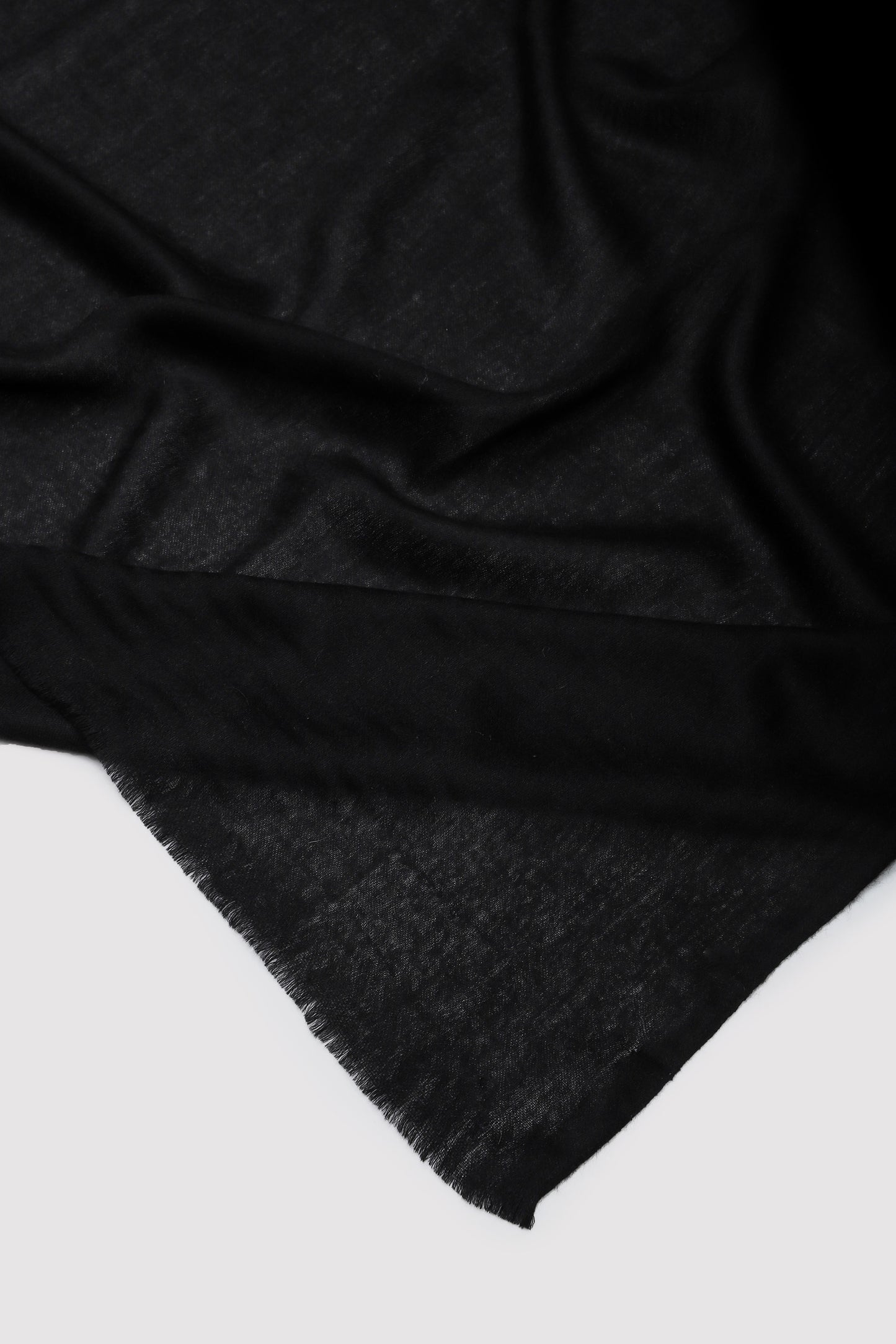 Classic Solid Cashmere Twill Scarf - Black