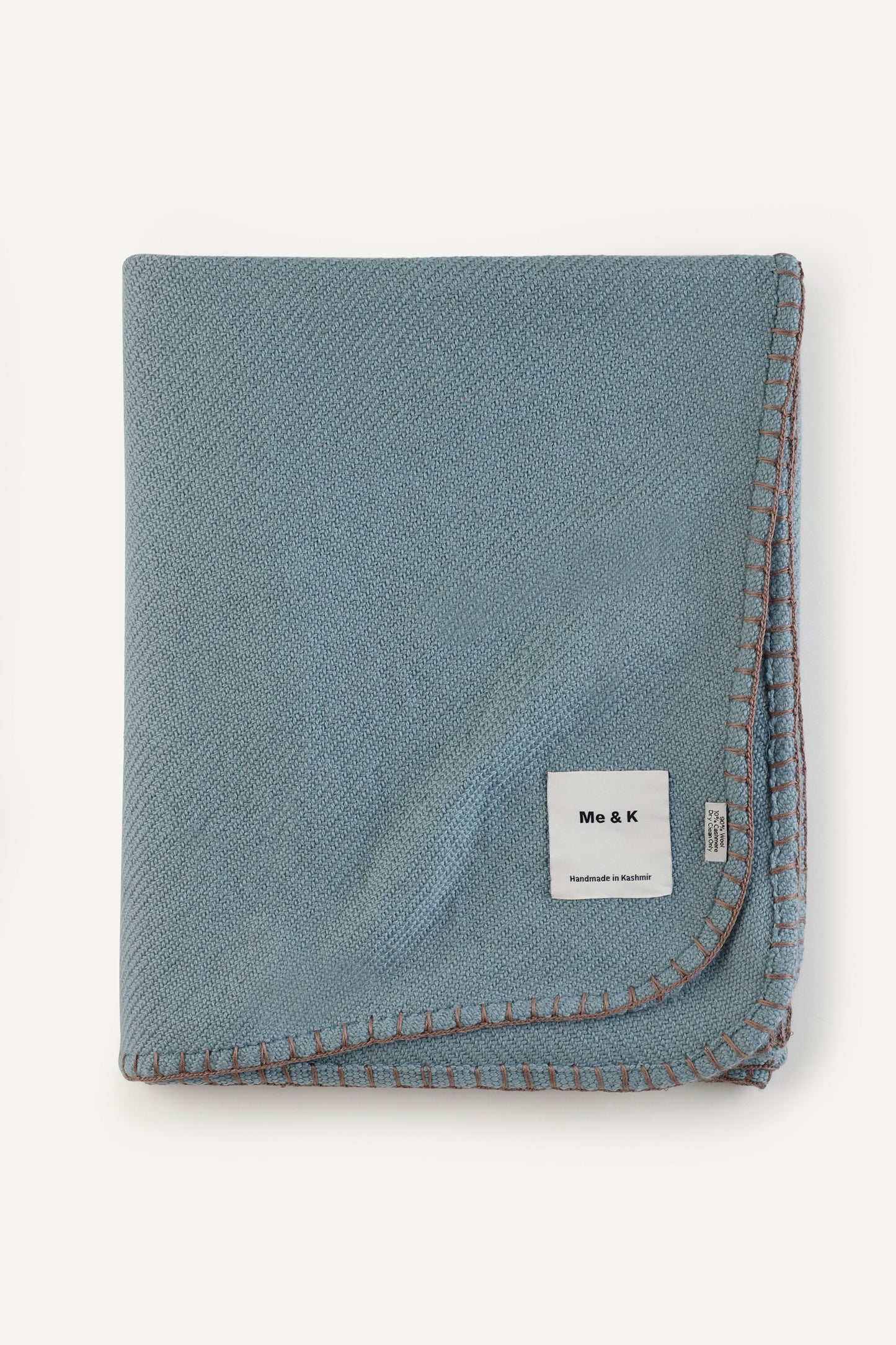 Handcrafted Warmth: Wool & Cashmere Solid Crochet Throw - Mineral Blue