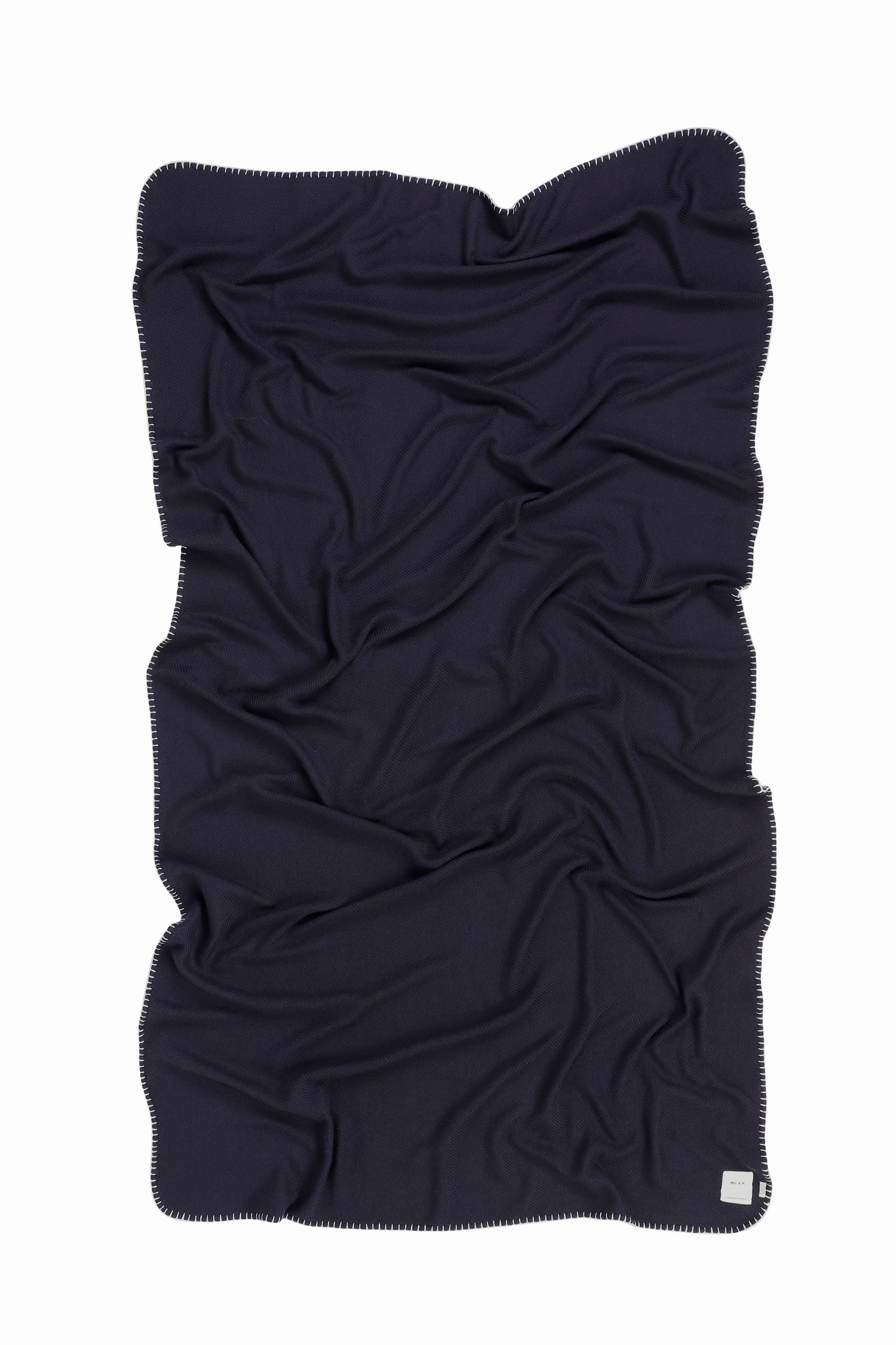 Handcrafted Warmth: Wool & Cashmere Solid Crochet Blanket - Insignia Blue