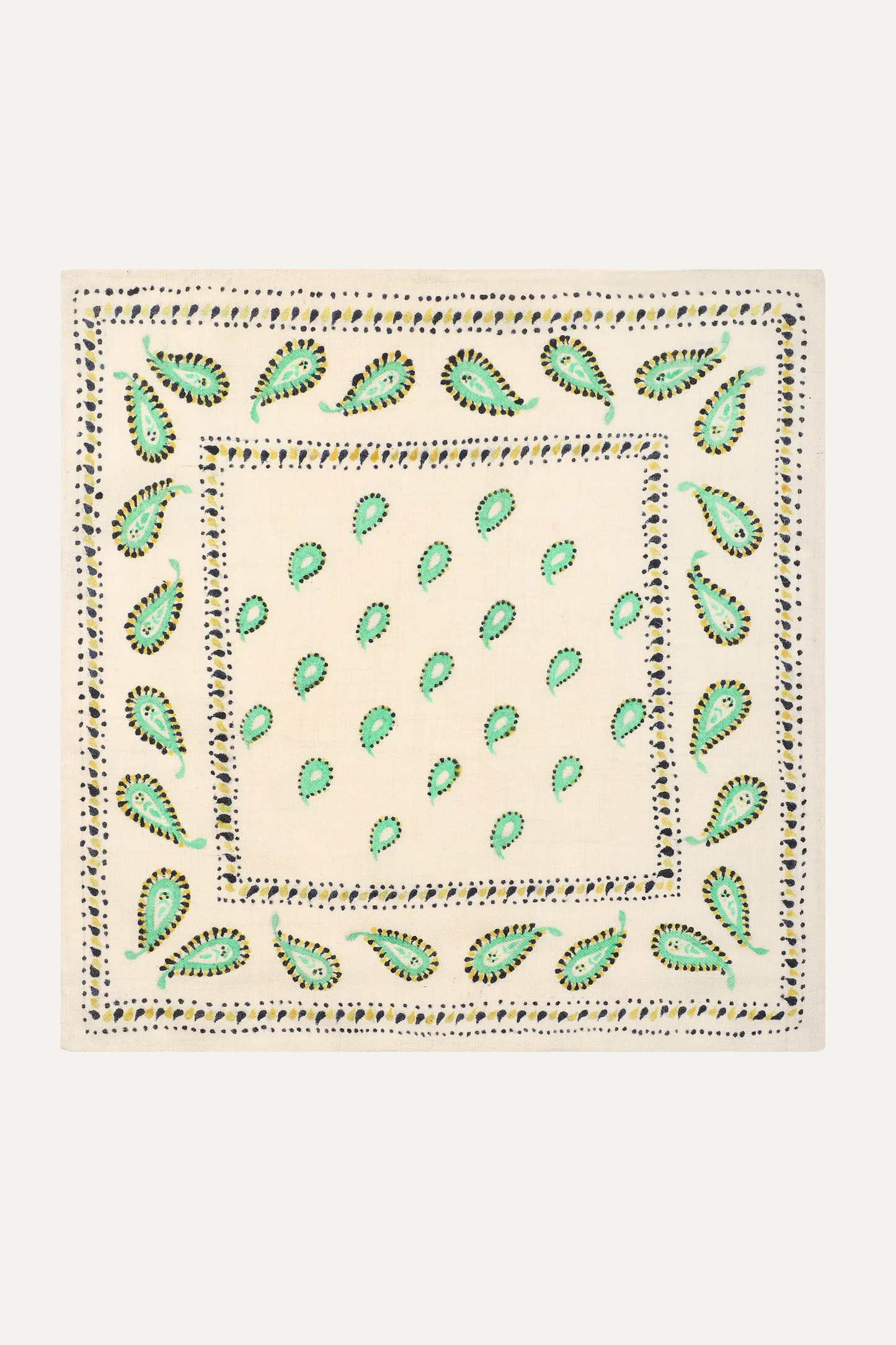 PAISLEY BANDANA - HANDPAINT SQUARE - GREEN COMBO