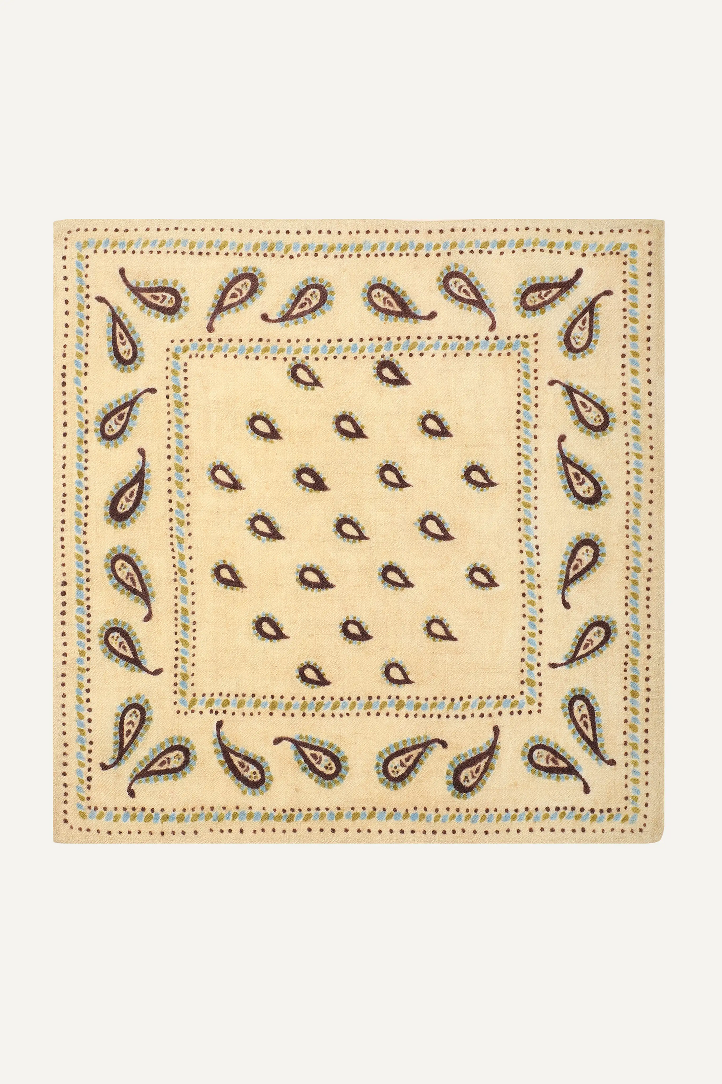 PAISLEY BANDANA - HANDPAINT SQUARE - SAND COMBO