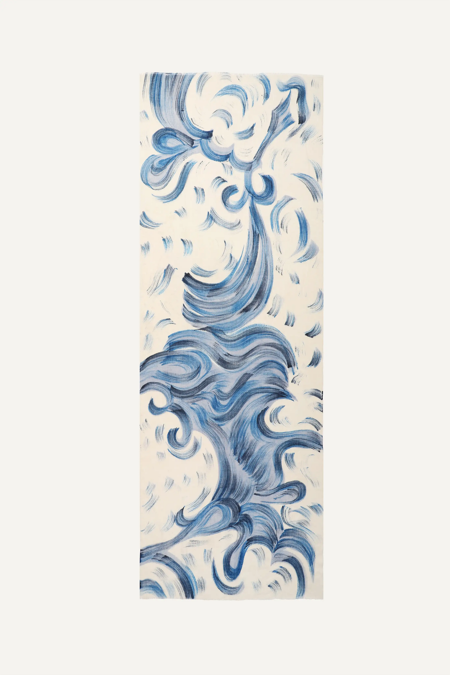 FLORAL SWIRLS - HANDPAINT FOULARD - BLUE COMBO