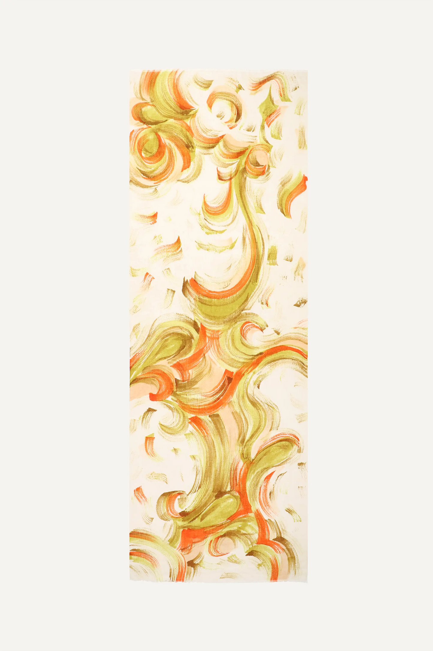 FLORAL SWIRLS - HANDPAINT FOULARD - LIME COMBO
