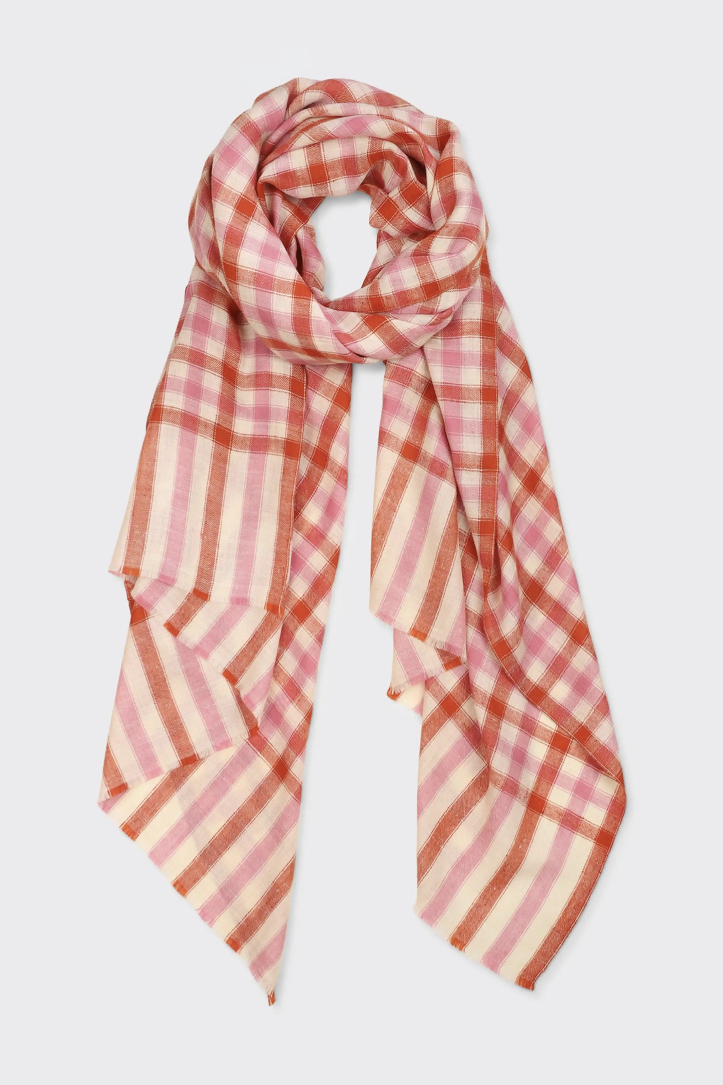 GINGHAM CHECK FOULARD - ORANGE/PINK COMBO