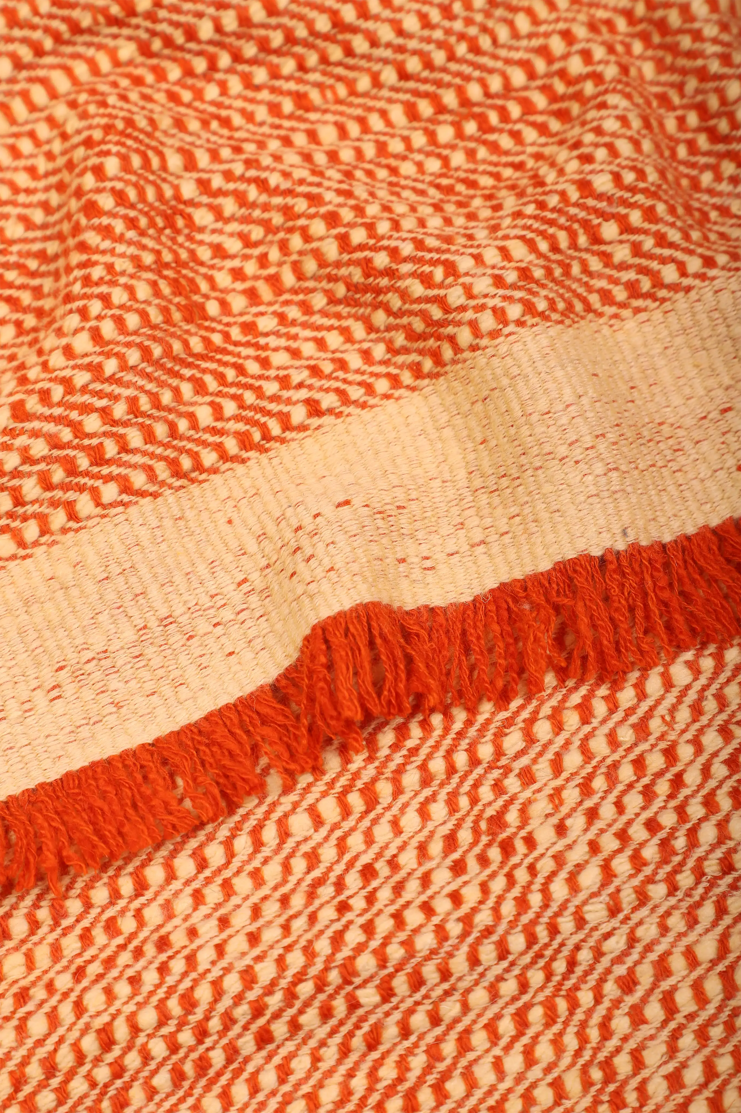 TEXTURED DUO THROW - ORANGE & VANILLA