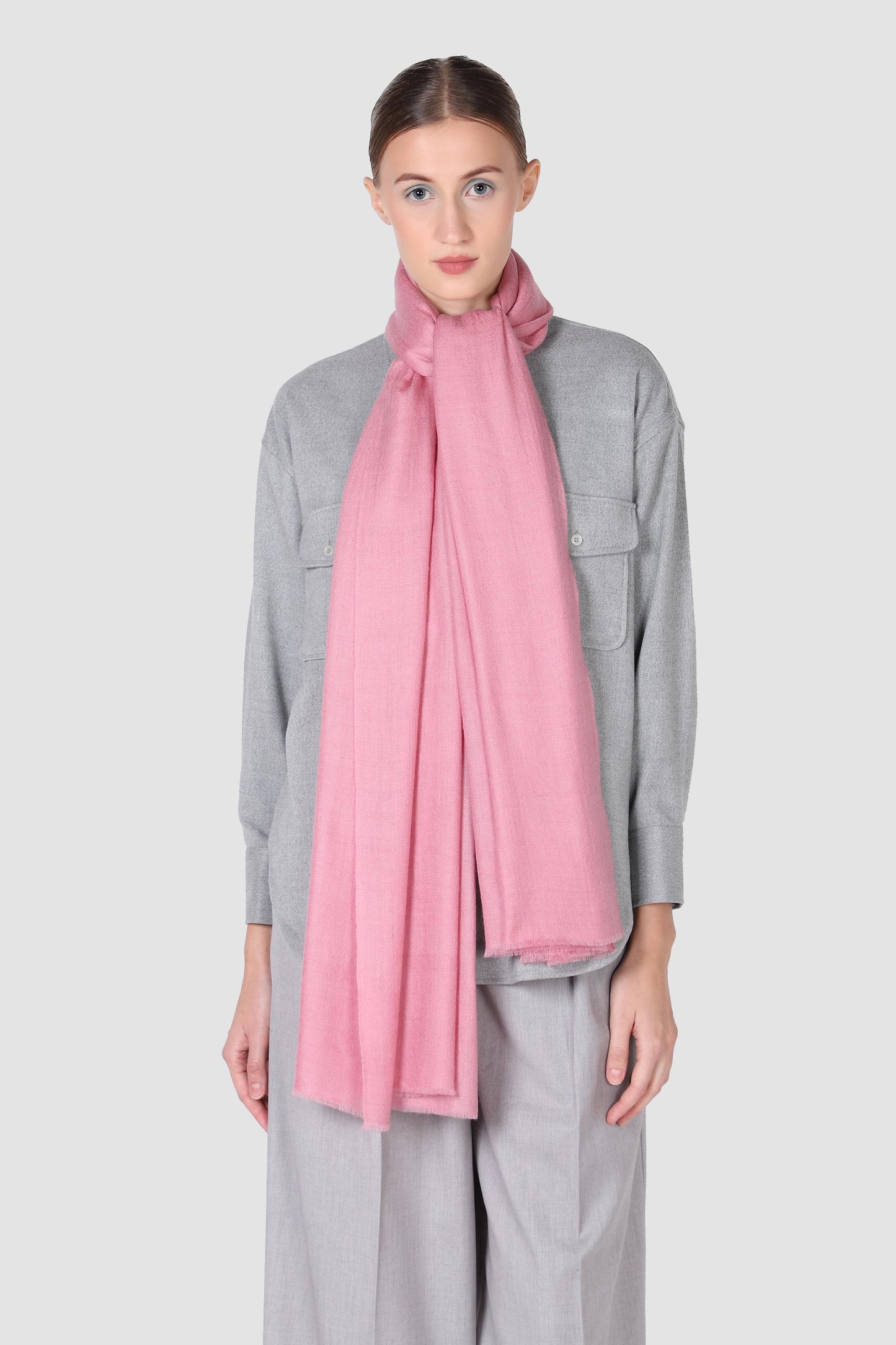 Classic Solid Cashmere Scarf - Rose