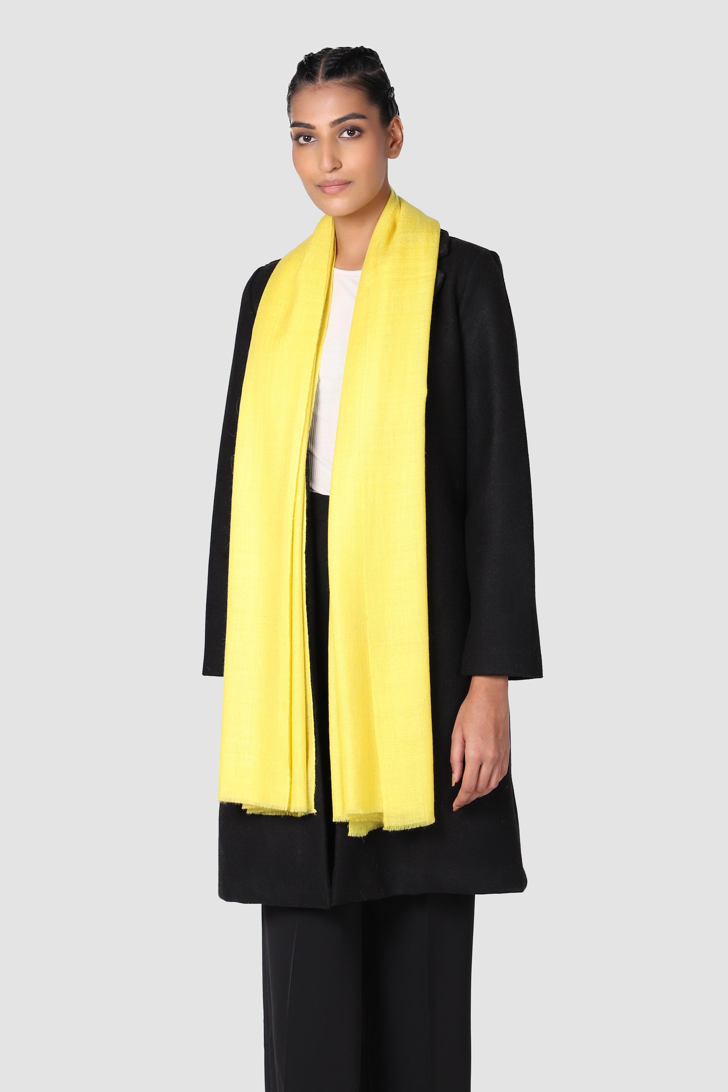 Classic Solid Cashmere Scarf - Yellow