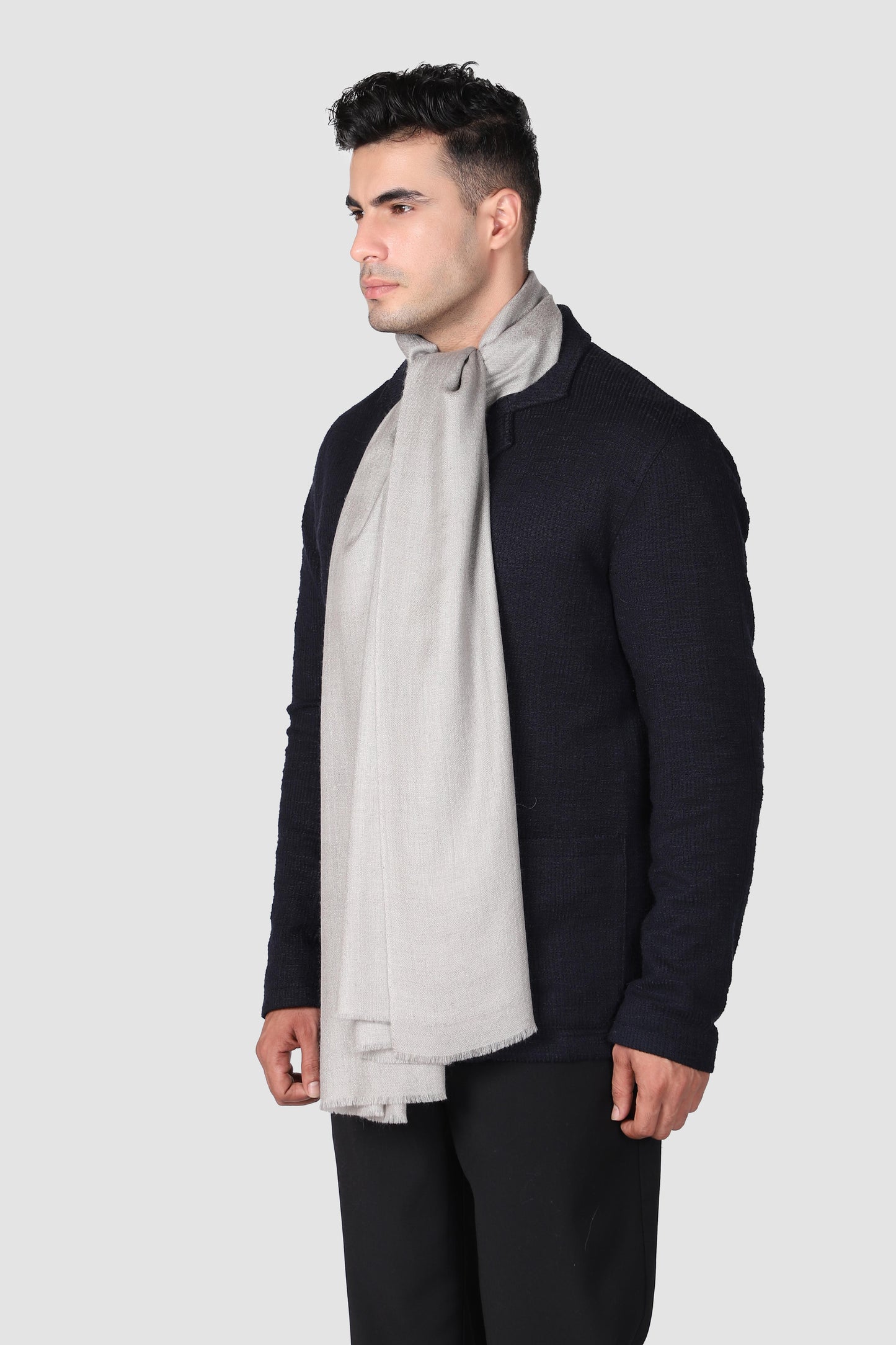 Classic Solid Cashmere Scarf - Grey