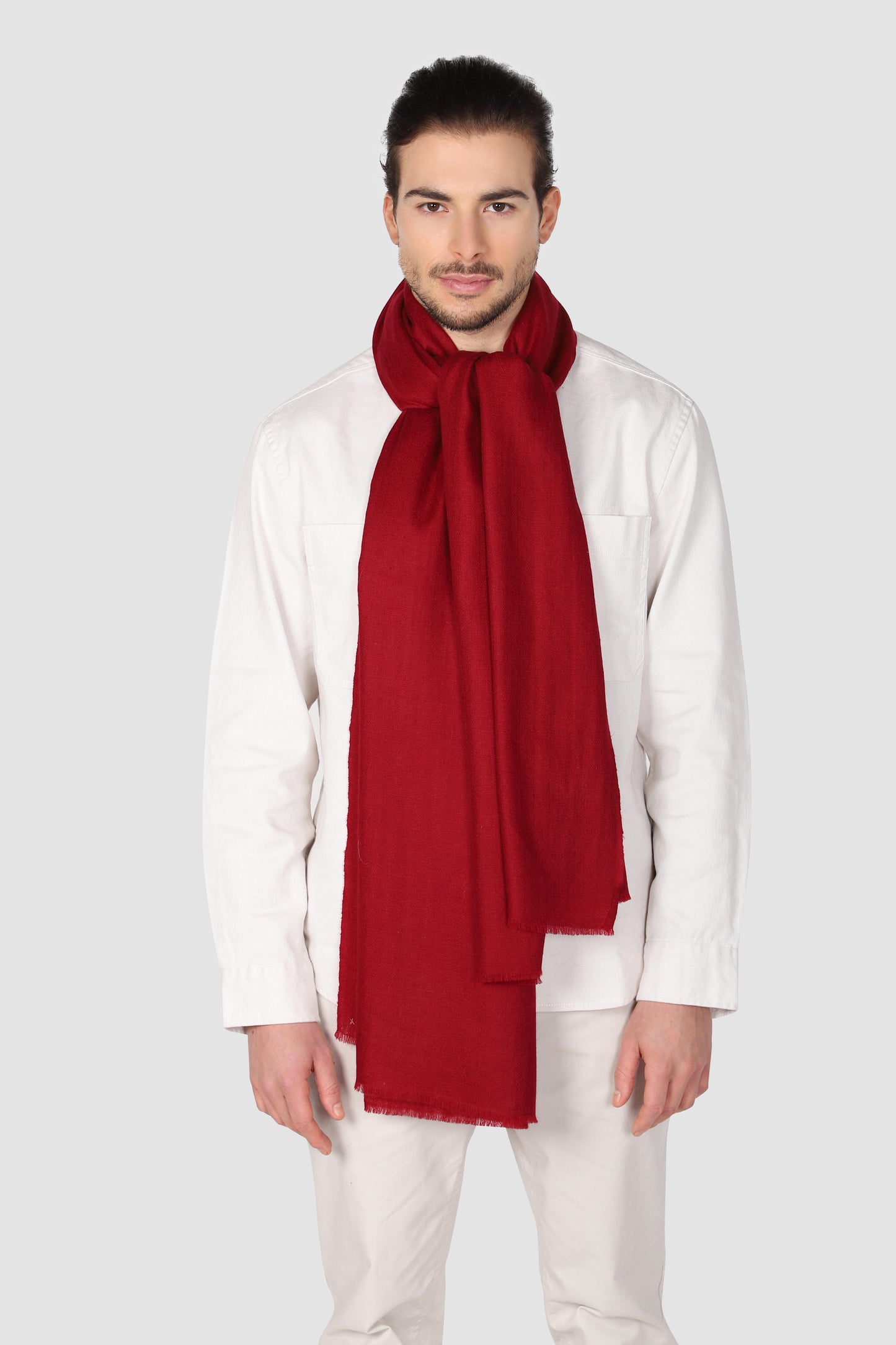 Classic Solid Cashmere Scarf - Dark Red