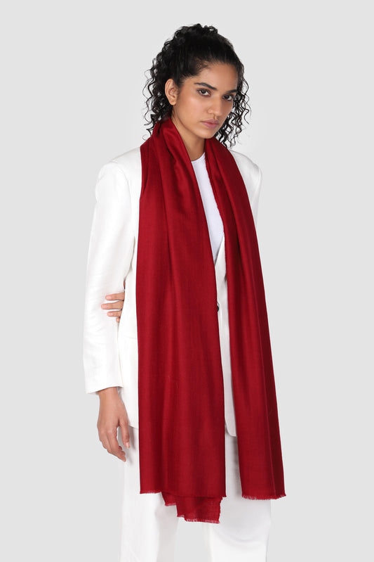 Classic Solid Cashmere Scarf - Dark Red