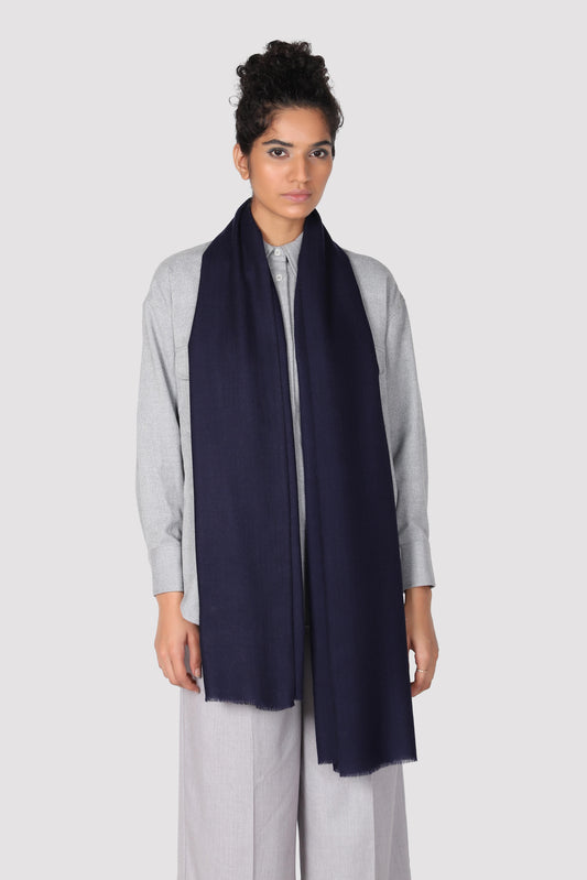 Classic Solid Cashmere Scarf - Navy Blue