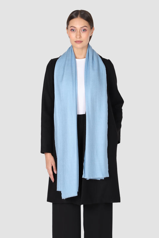 Classic Solid Cashmere Scarf - Milky Blue