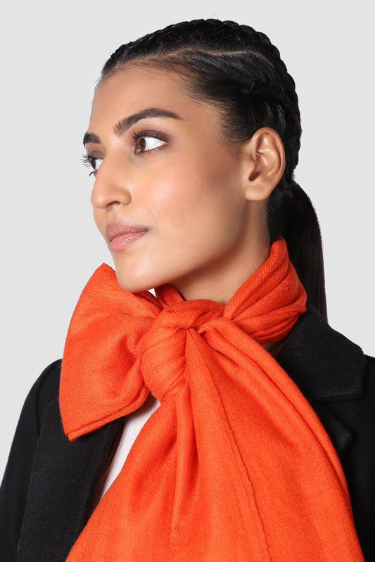 Classic Solid Cashmere Scarf - Orange