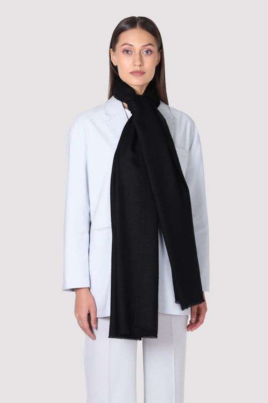 Classic Solid Cashmere Scarf - Black
