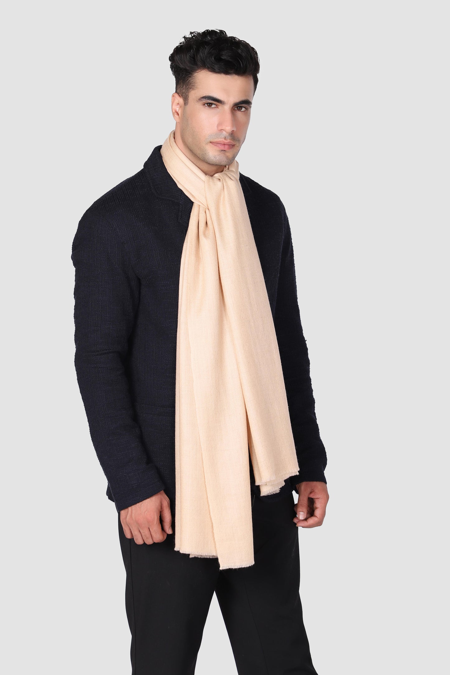 Classic Solid Cashmere Scarf - Beige