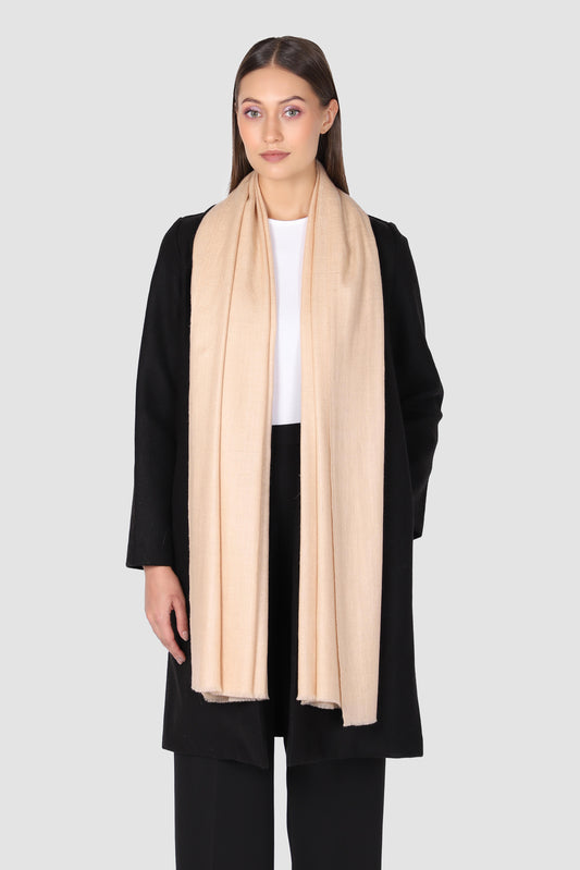 Classic Solid Cashmere Scarf - Beige