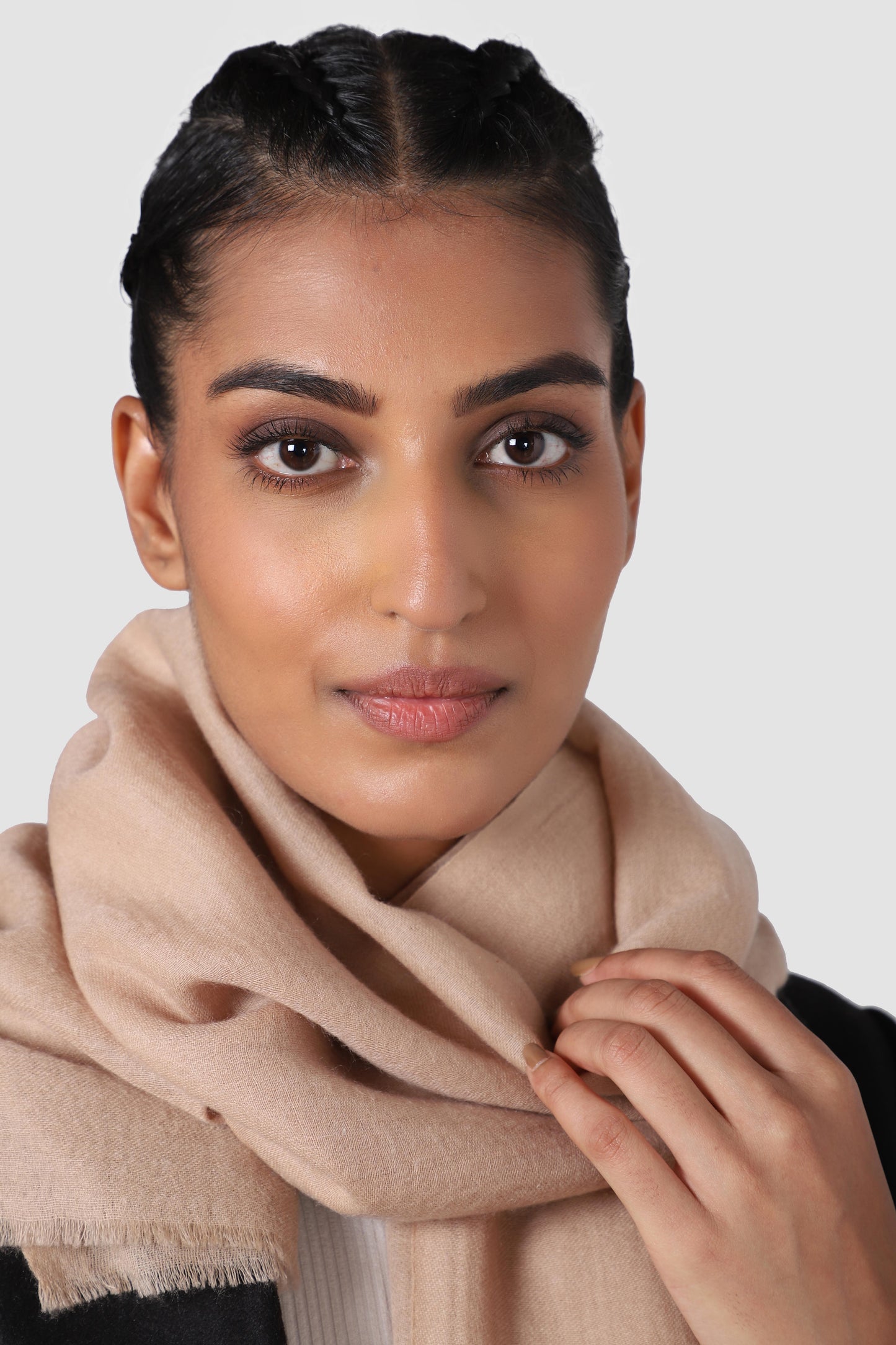 Classic Solid Cashmere Twill Scarf - Beige