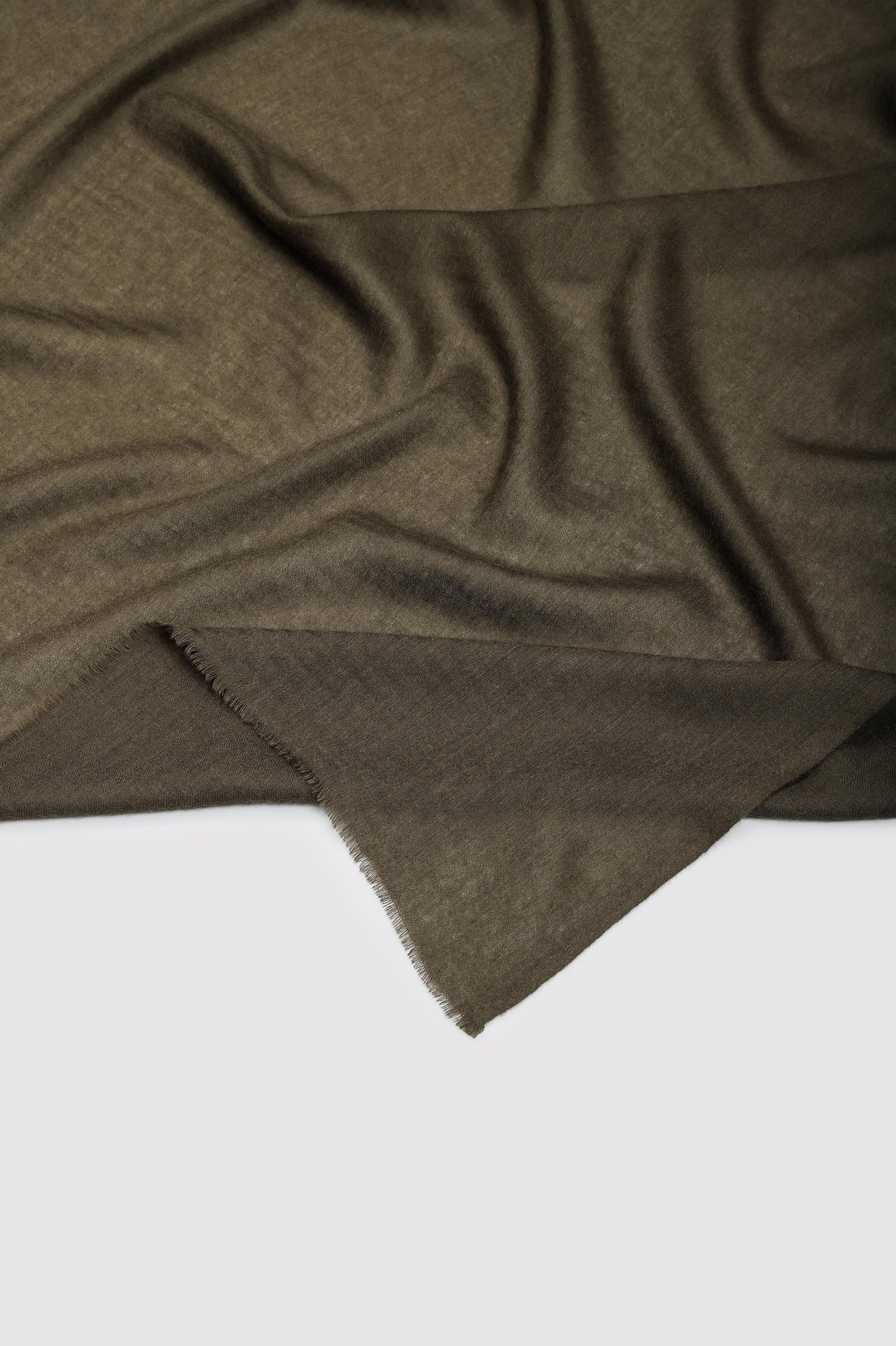 Classic Solid Cashmere Twill Scarf - Olive Green