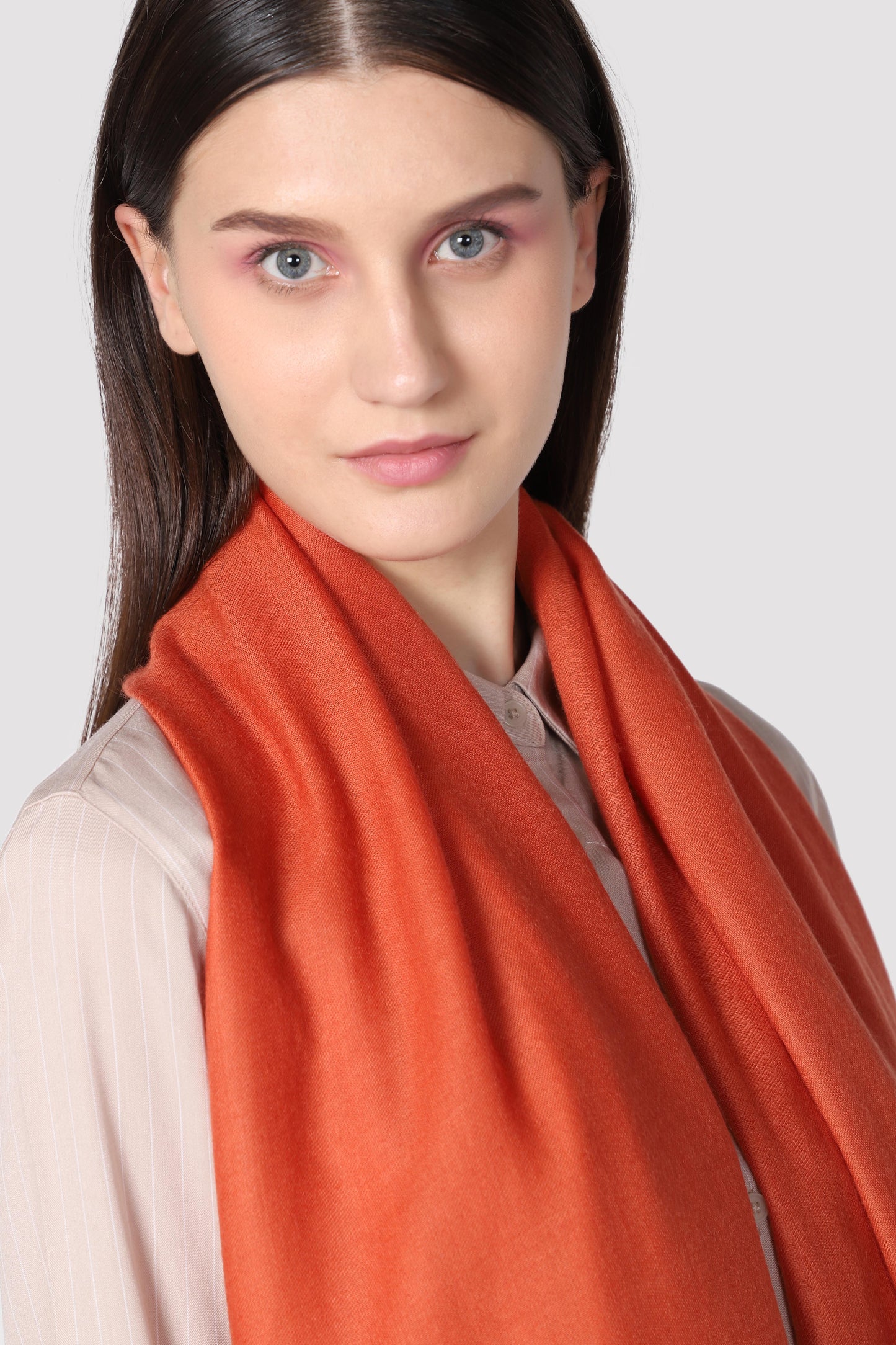Classic Solid Cashmere Twill Scarf - Orange