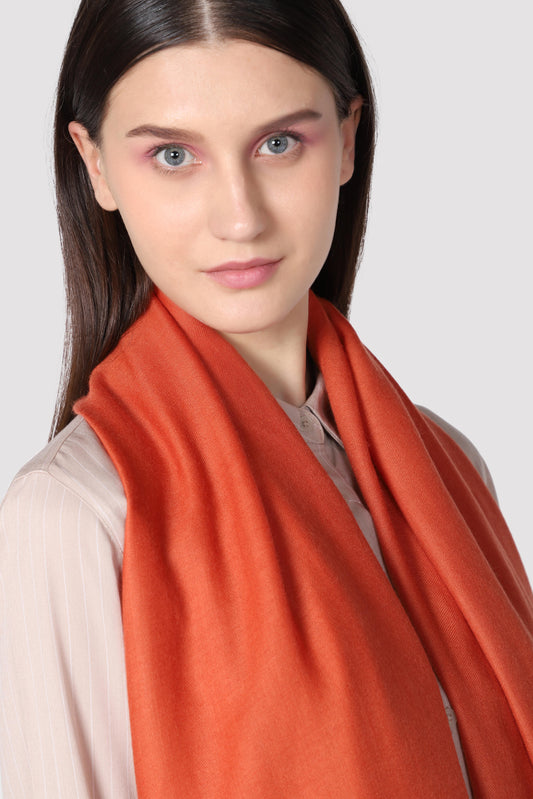 Classic Solid Cashmere Twill Scarf - Orange