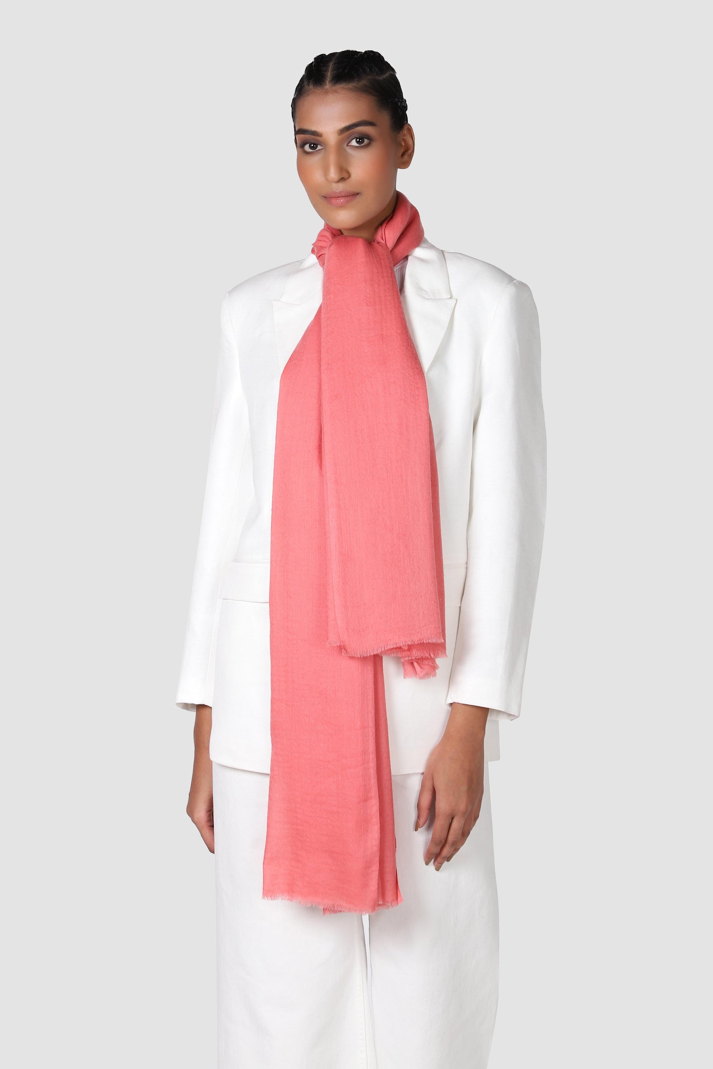Classic Solid Cashmere Twill Scarf - Pink