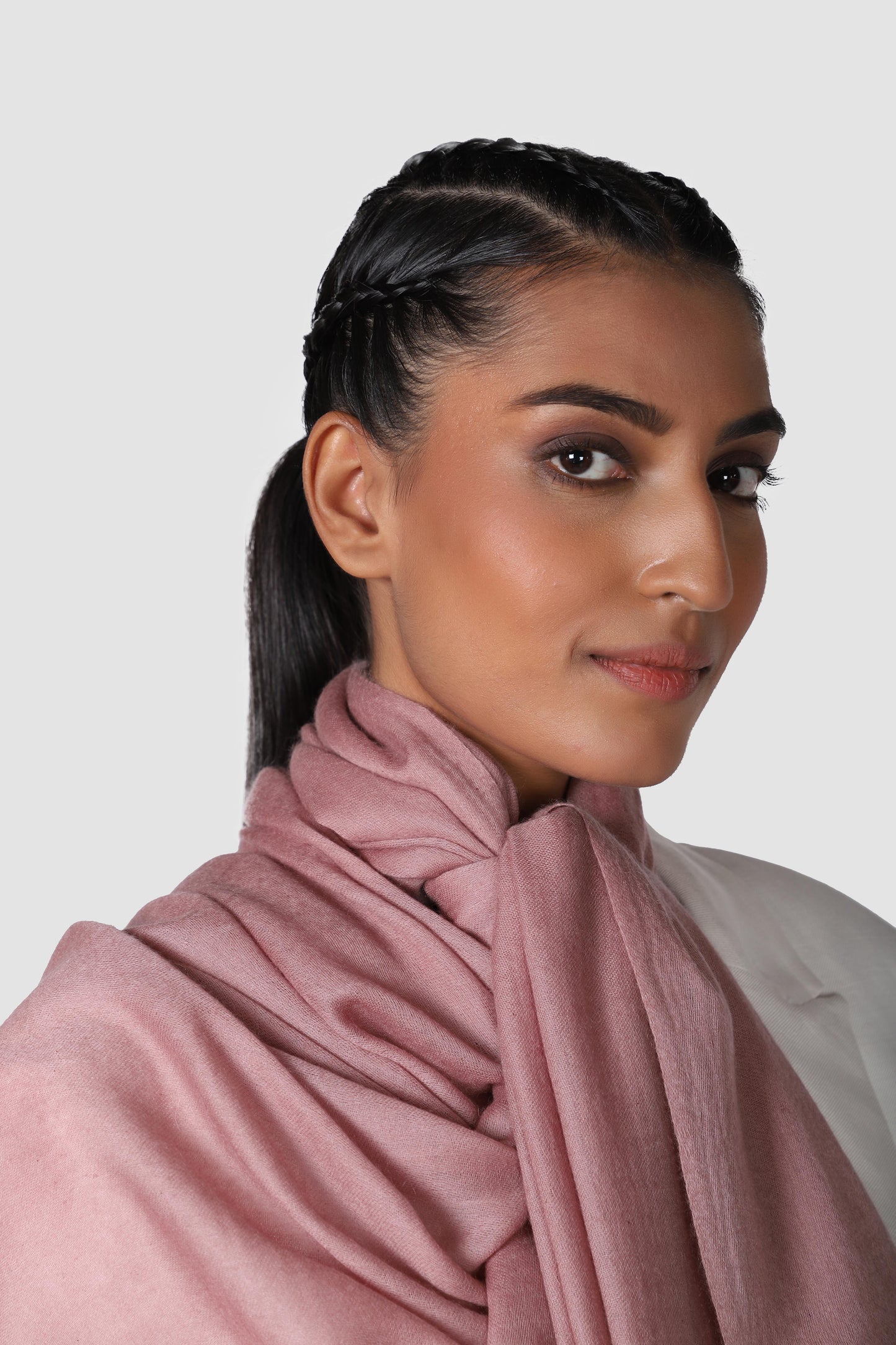 Classic Solid Cashmere Twill Scarf - Dark Rose Pink