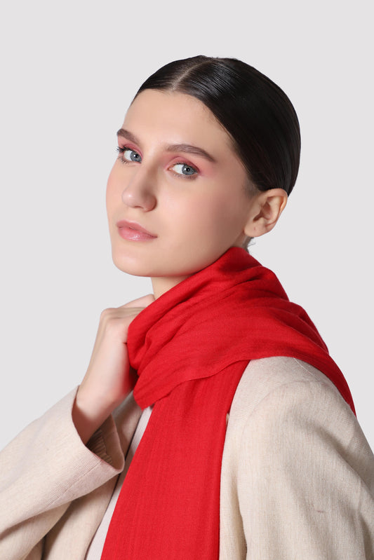 Classic Solid Cashmere Twill Scarf - Red (47 Ceres)