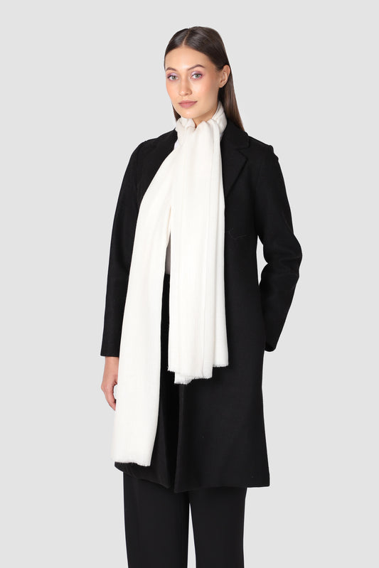 Classic Solid Cashmere Twill Scarf - Ivory
