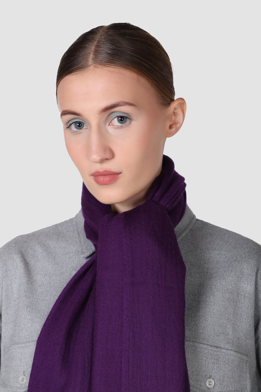 Classic Solid Cashmere Twill Scarf - Purple