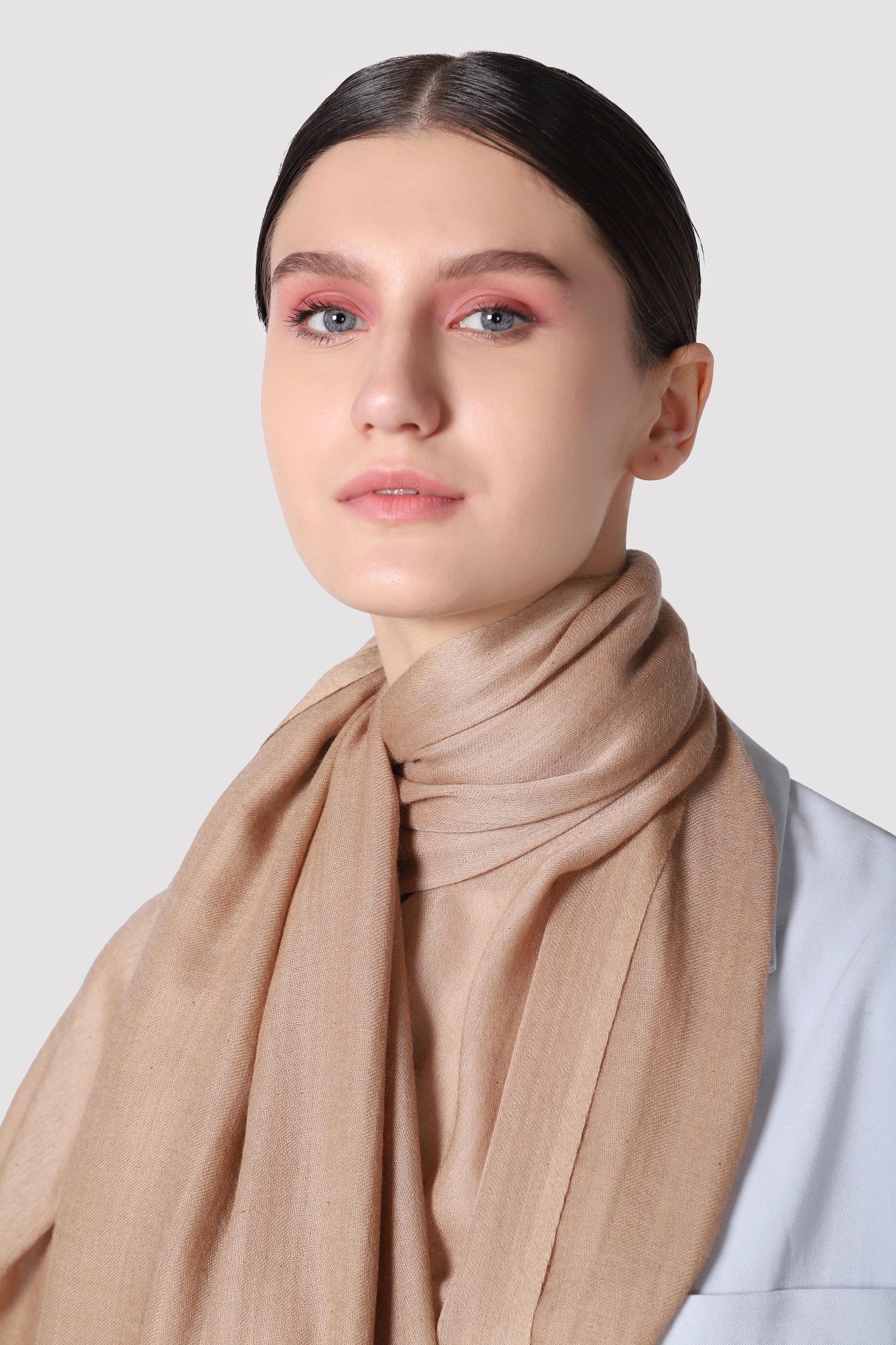 Classic Solid Cashmere Twill Scarf - Beige