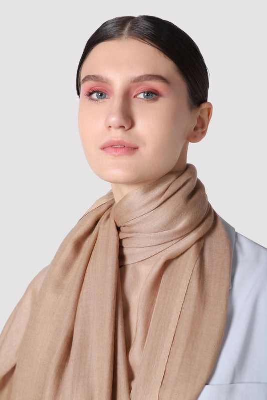 Classic Solid Cashmere Twill Scarf - Beige