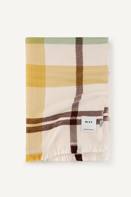 Classic Heritage: Wool & Cashmere Handwoven Check Tartan Throw