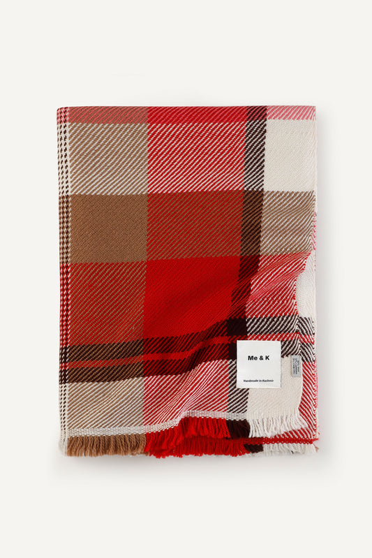 Classic Heritage: Wool & Cashmere Handwoven Check Tartan Throw