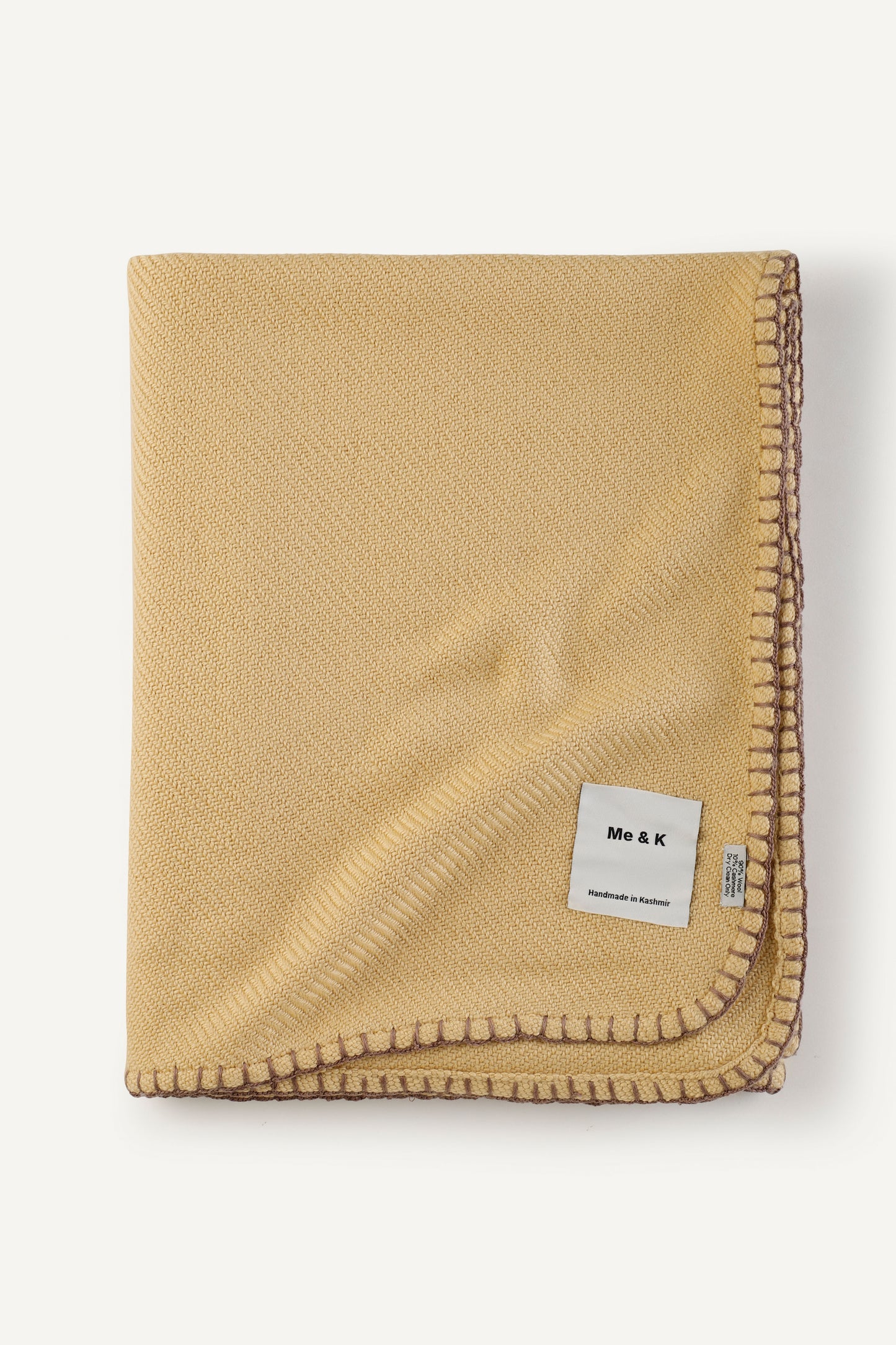 Luxury Sand Beige Wool & Cashmere Throw Blanket with Crochet Edge | Hand-Woven Artisan Home Decor by Me & K