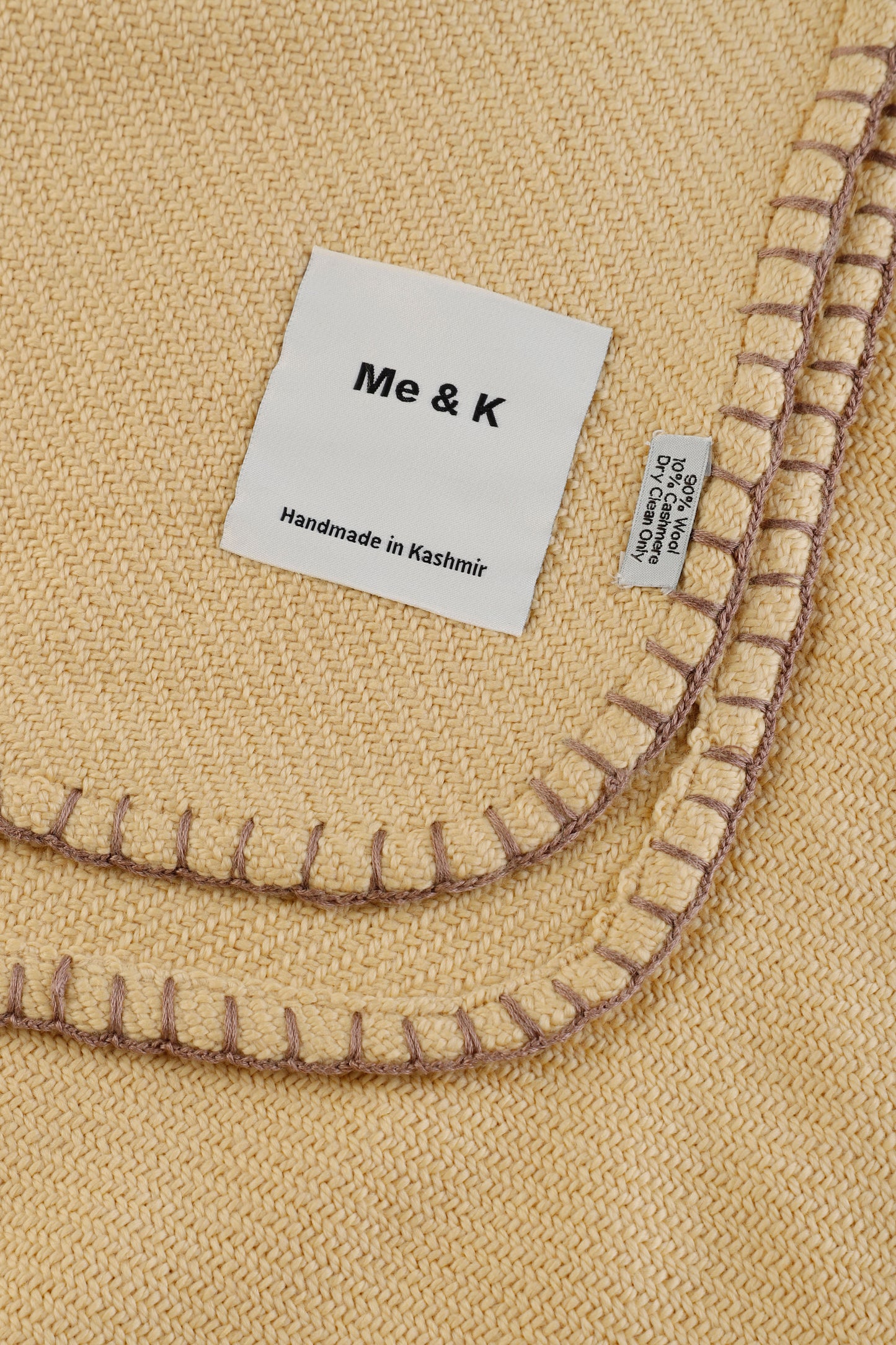 Luxury Sand Beige Wool & Cashmere Throw Blanket with Crochet Edge | Hand-Woven Artisan Home Decor by Me & K